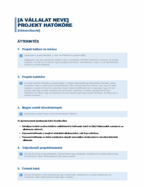 Projekt hatóköre Projekt hatóköre