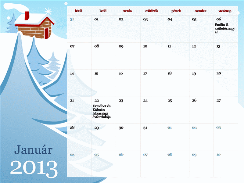 2013-as illusztrált évszakos naptár (hétfő–vasárnap) 2013-as illusztrált évszakos naptár (hétfő–vasárnap)