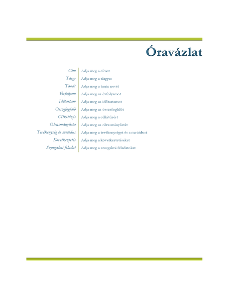 Óravázlat tanároknak Óravázlat tanároknak