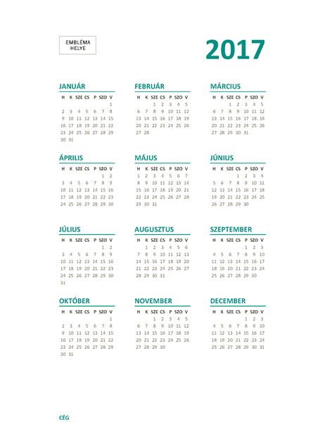 2017-es egylapos naptár (hétfő–vasárnap) 2017-es egylapos naptár (hétfő–vasárnap)