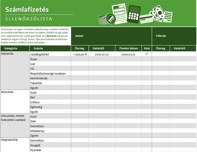 Ellenőrzőlista számlafizetéshez Ellenőrzőlista számlafizetéshez