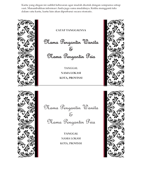 Kartu pengingat tanggal pernikahan (Desain pernikahan Hitam dan Putih) Kartu pengingat tanggal pernikahan (Desain pernikahan Hitam dan Putih)