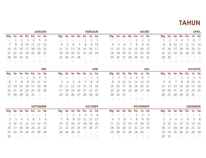 Kalender global setahun penuh Kalender global setahun penuh