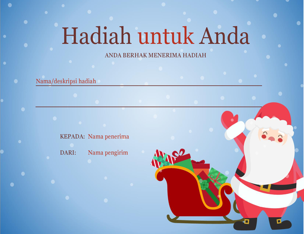 Sertifikat hadiah Natal (Desain Semangat Natal) Sertifikat hadiah Natal (Desain Semangat Natal)