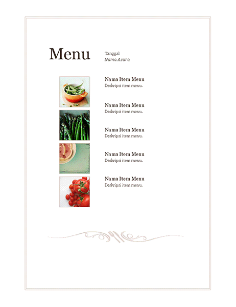 Menu acara (Desain sederhana) Menu acara (Desain sederhana)