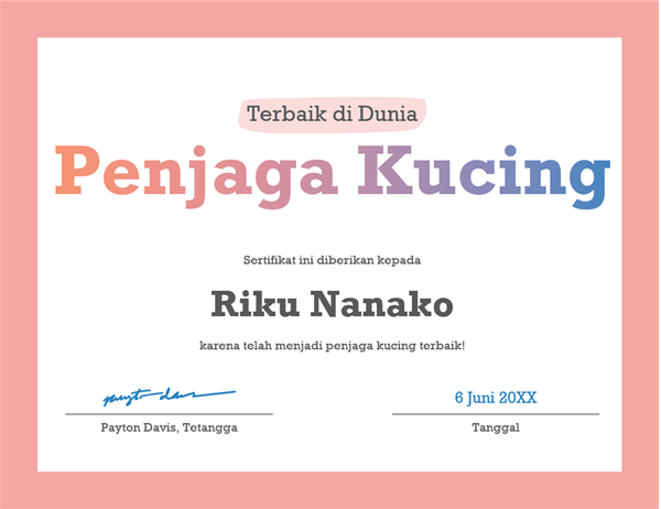 Sertifikat penghargaan Terbaik di Dunia Sertifikat penghargaan Terbaik di Dunia