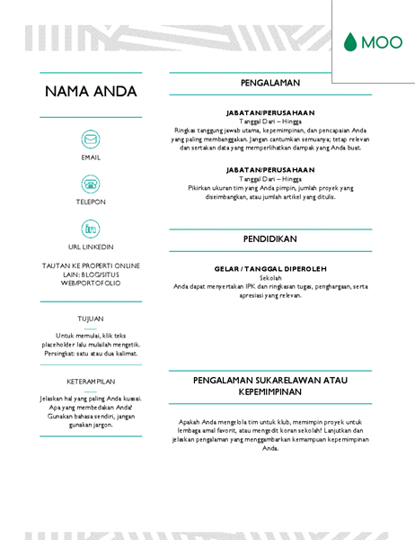 Resume yang kreatif, didesain oleh MOO Resume yang kreatif, didesain oleh MOO