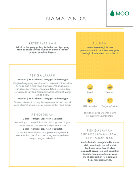 Resume yang singkat dan jelas, didesain oleh MOO Resume yang singkat dan jelas, didesain oleh MOO