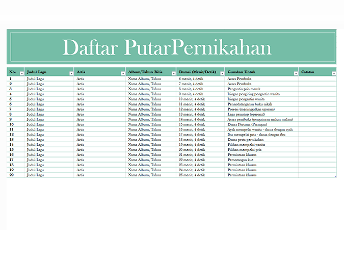 Daftar putar pernikahan Daftar putar pernikahan