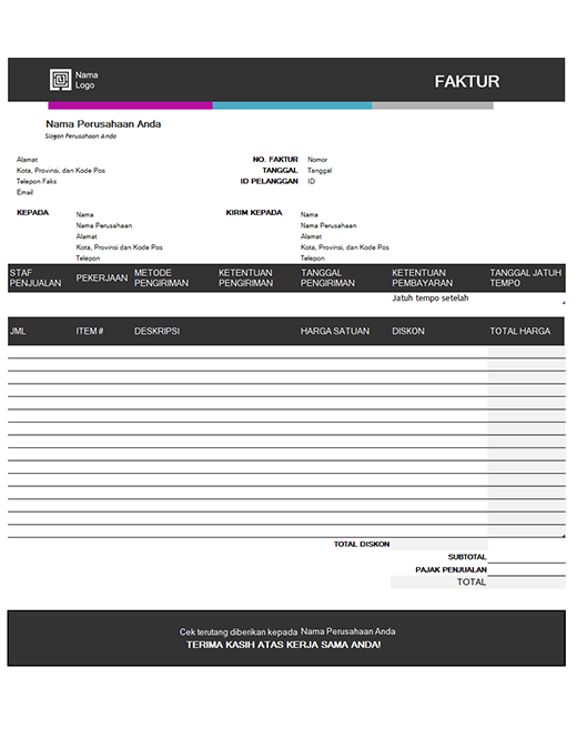 Faktur Penjualan Desain Biru Sederhana 5736