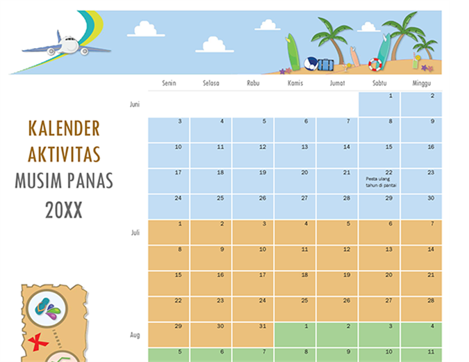  Kalender aktivitas musim panas