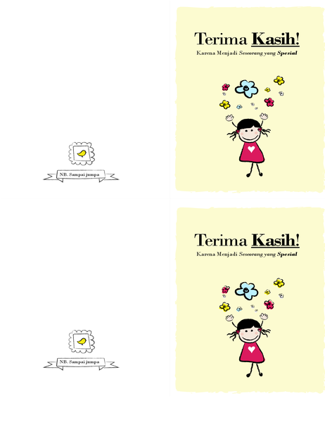 Kartu ucapan terima kasih gadis kecil Kartu ucapan terima kasih gadis kecil