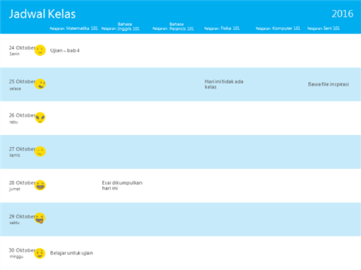 Jadwal kelas (menurut pelajaran) Jadwal kelas (menurut pelajaran)