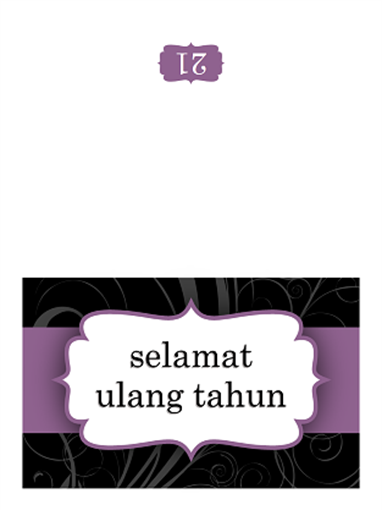 Kartu ulang tahun (Pita ungu desain, lipat dua) Kartu ulang tahun (Pita ungu desain, lipat dua)