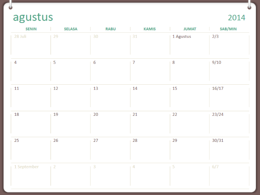 Kalender akademis 2014-2015 (Agustus-Juli) Kalender akademis 2014-2015 (Agustus-Juli)