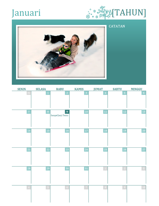 Kalender musim keluarga (tahun berapa pun, Sen-Min) Kalender musim keluarga (tahun berapa pun, Sen-Min)
