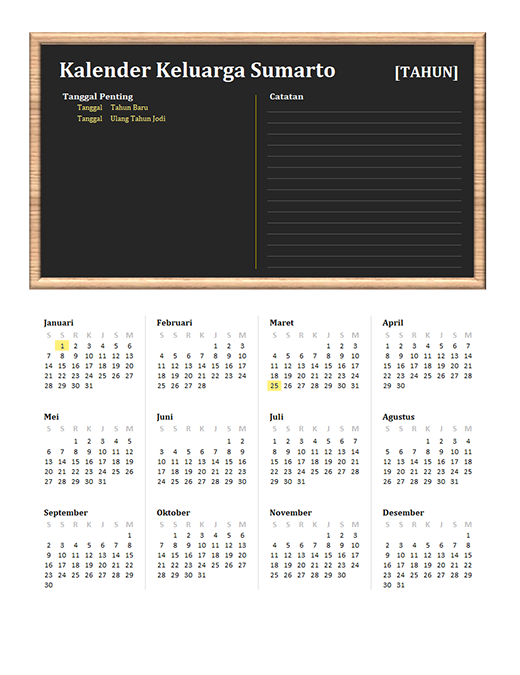 Kalender keluarga (semua tahun, Sen-Min) Kalender keluarga (semua tahun, Sen-Min)