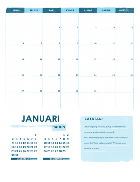 Kalender Akademik S-M (tahun berapa pun) Kalender Akademik S-M (tahun berapa pun)