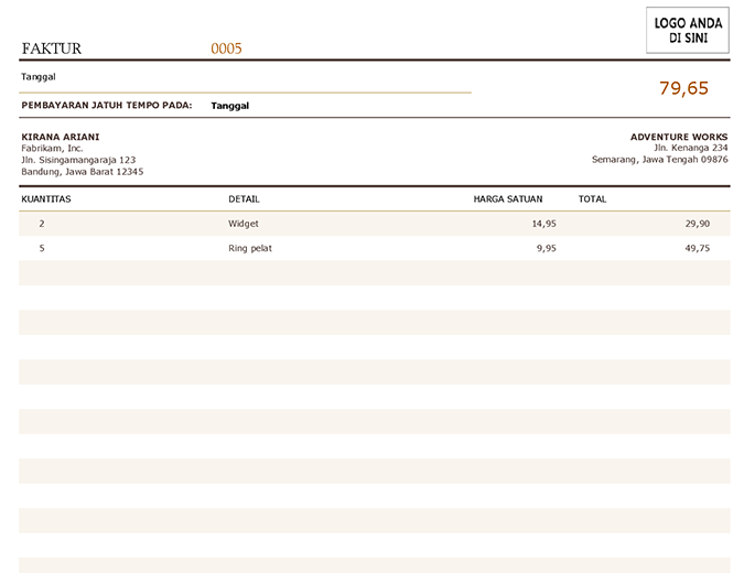 Faktur tagihan - Office Templates