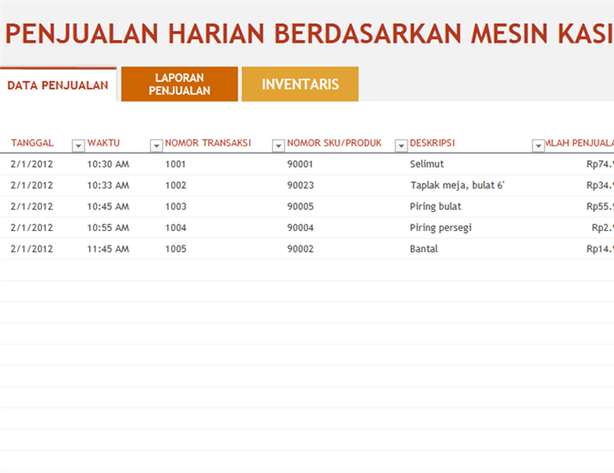 Contoh Data Penjualan Barang Excel 7269