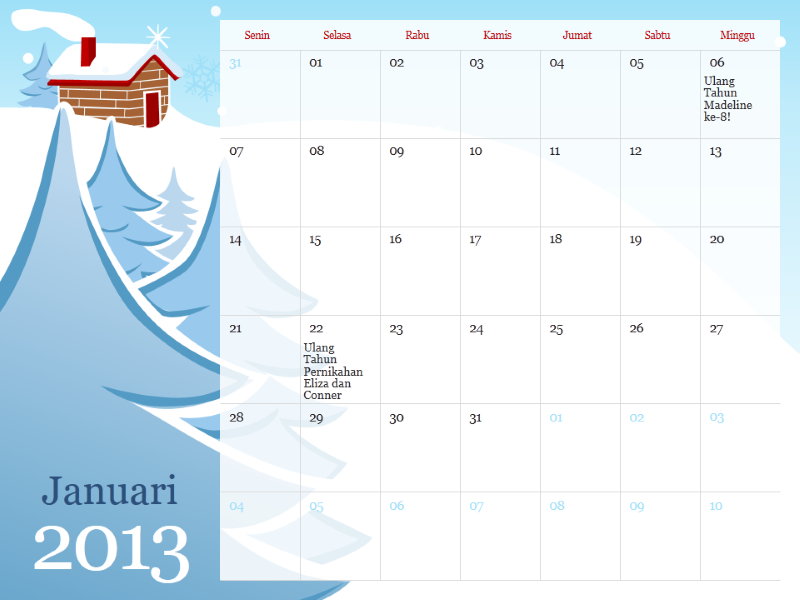 Kalender musiman berilustrasi tahun 2013, Sen-Min Kalender musiman berilustrasi tahun 2013, Sen-Min
