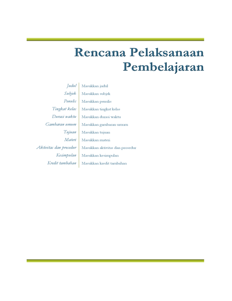 Rencana pelaksanaan pembelajaran guru
