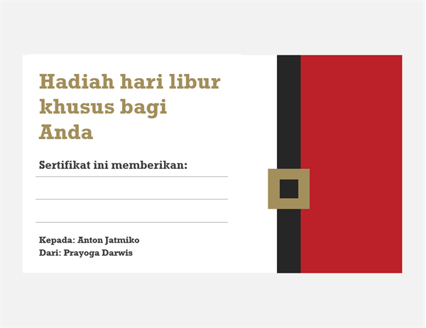 Sertifikat hadiah Natal (Desain Semangat Natal, 3 per halaman) Sertifikat hadiah Natal (Desain Semangat Natal, 3 per halaman)