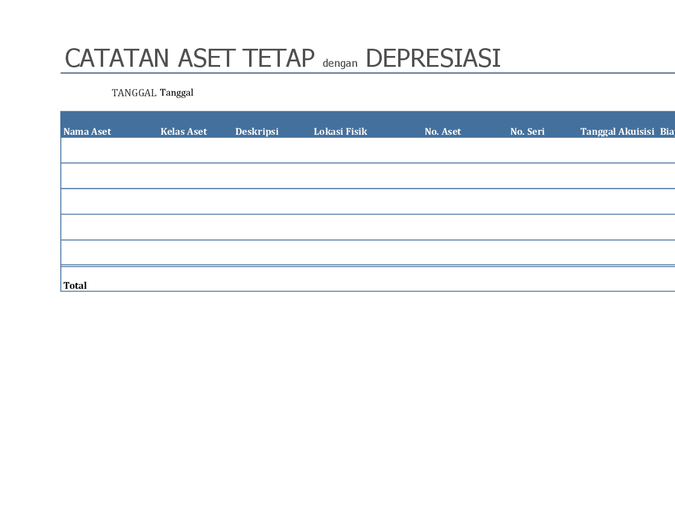 Catatan aset tetap dengan depresiasi Catatan aset tetap dengan depresiasi