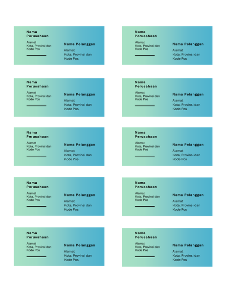 Label pengiriman (desain Gradien Hijau, 10 per halaman, dapat dicetak pada kertas Avery 5163) Label pengiriman (desain Gradien Hijau, 10 per halaman, dapat dicetak pada kertas Avery 5163)