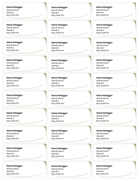 Label surat (desain Gelombang Hijau, 30 per halaman) Label surat (desain Gelombang Hijau, 30 per halaman)