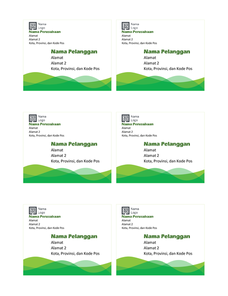 Label pengiriman (desain Gelombang Hijau, 6 per halaman) Label pengiriman (desain Gelombang Hijau, 6 per halaman)