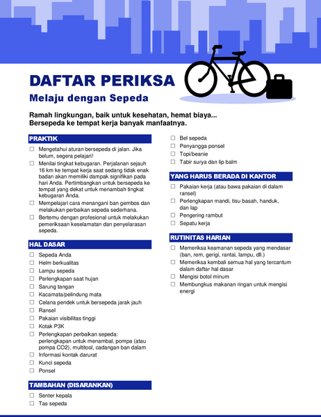 Checkliste für Fahrradpendler Checkliste für Fahrradpendler