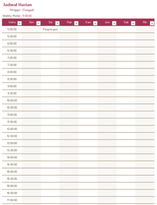 Jadwal harian