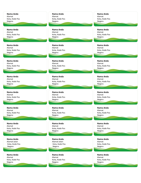 Label surat (desain Gelombang Hijau, 30 per halaman) Label surat (desain Gelombang Hijau, 30 per halaman)
