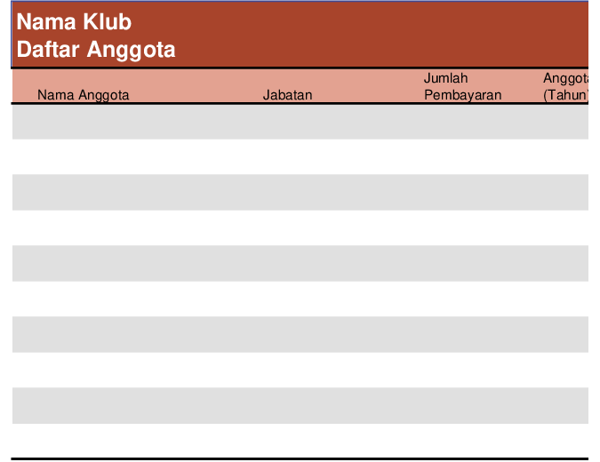 Kalender bulanan kosong