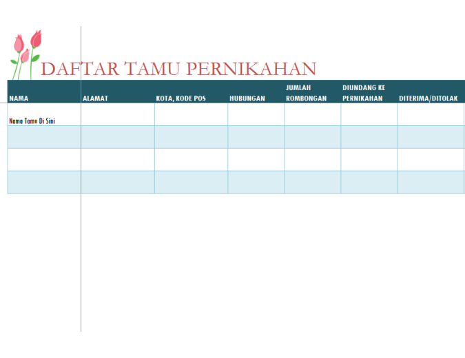 Daftar tamu pernikahan (dengan tulip)
