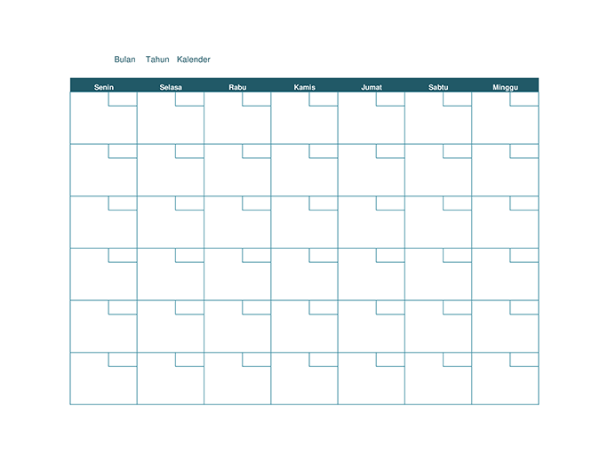 Kalender bulanan kosong Kalender bulanan kosong