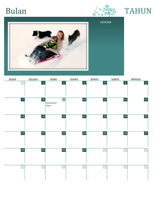 Kalender musim keluarga (tahun berapa pun, Sen-Min) Kalender musim keluarga (tahun berapa pun, Sen-Min)