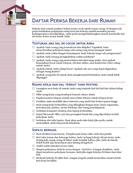 Daftar periksa untuk bekerja dari rumah Daftar periksa untuk bekerja dari rumah