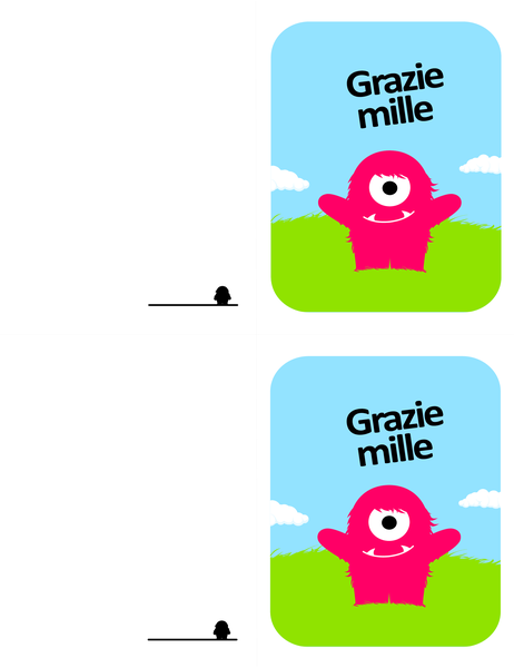 Biglietto di ringraziamento con mostri Biglietto di ringraziamento con mostri