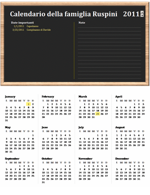 Calendario per la famiglia (qualsiasi anno, lun-dom) Calendario per la famiglia (qualsiasi anno, lun-dom)