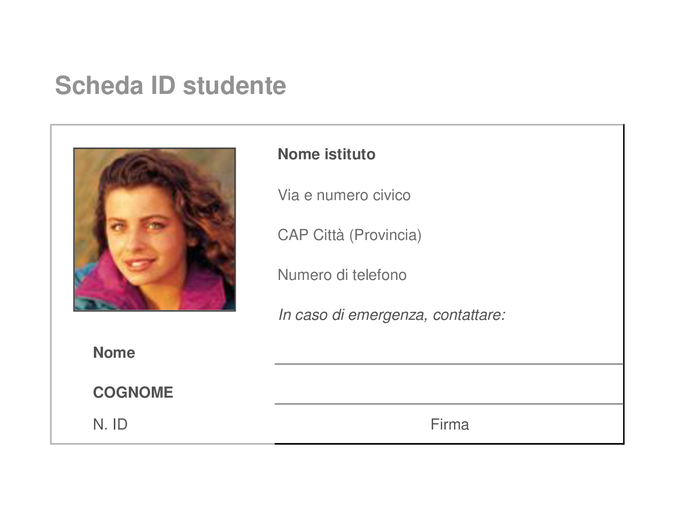 Scheda di identificazione degli studenti Scheda di identificazione degli studenti