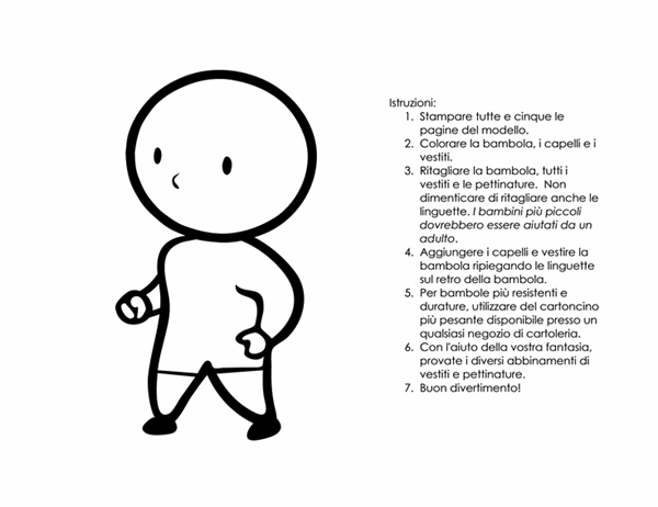 Bambole di carta (bambina, da colorare) Bambole di carta (bambina, da colorare)