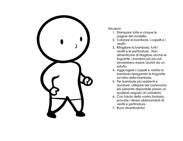 Bambole di carta (bambino, da colorare) Bambole di carta (bambino, da colorare)