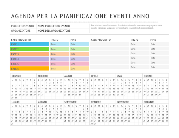 Pianificazione evento Pianificazione evento