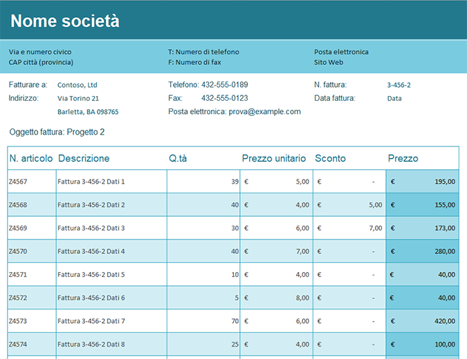 Registro fatture di vendita Registro fatture di vendita
