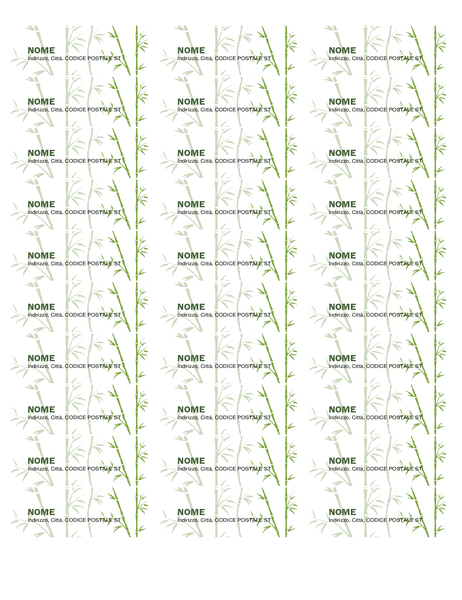 Etichette di indirizzi mittente (Bamboo, 30 per pagina, compatibile con Avery 5160 e simili) Etichette di indirizzi mittente (Bamboo, 30 per pagina, compatibile con Avery 5160 e simili)