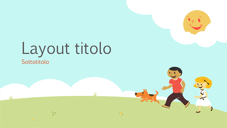 Modello di presentazione a tema didattico con bambini che giocano (illustrazione a fumetti, widescreen) Modello di presentazione a tema didattico con bambini che giocano (illustrazione a fumetti, widescreen)