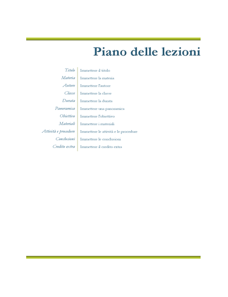 Piano delle lezioni del docente Piano delle lezioni del docente