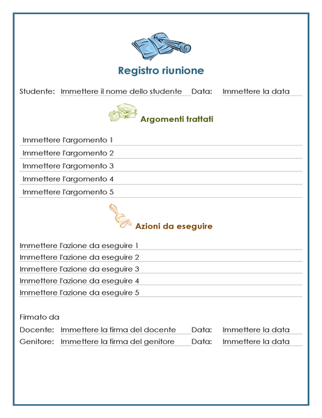 Registro di riunione docenti-genitori Registro di riunione docenti-genitori